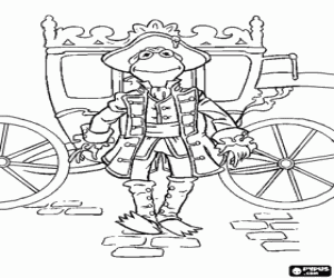 Prince Kermit and the chariot coloring page