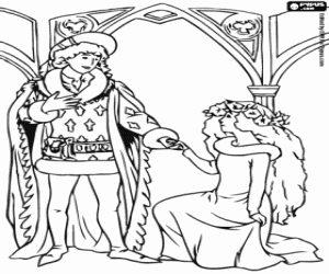 Prince and Princess on her knees coloring page
