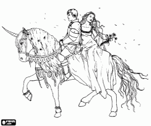 The princes and the unicorn coloring page