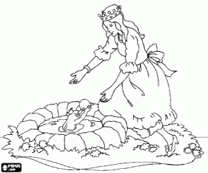 The Princess and the frog prince coloring page