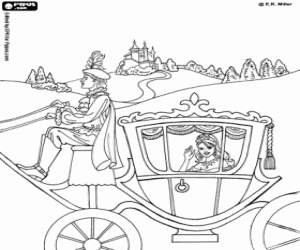 Princess Leonora in the carriage coloring page