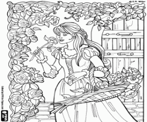 The Princess Leonora and the flowers coloring page