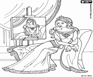 Princess Leonora and her portrait coloring page
