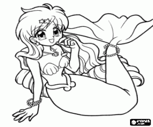 The princess mermaid Hanon coloring page