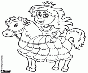 Princess on horseback coloring page