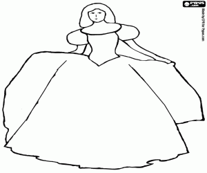 The princess with a party dress coloring page
