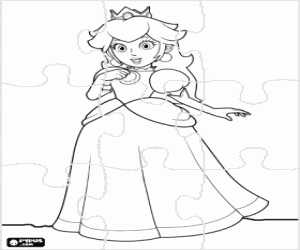 Princess Peach puzzle coloring page