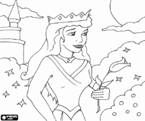 A princess with a tulip coloring page