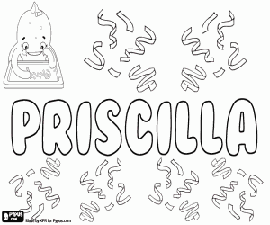 Priscilla, female name coloring page
