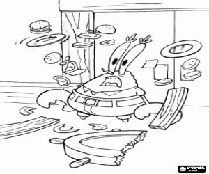 Problems in Krusty Krab restaurant coloring page