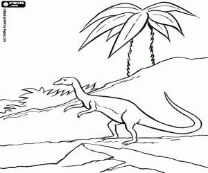 A procompsognathus and the landscape coloring page