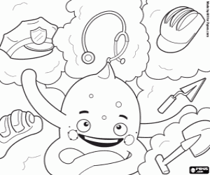 Professions and Pypus the octopus coloring page
