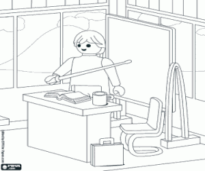 Professor at the school of Playmobil coloring page