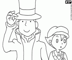 Professor Layton and Luke Triton coloring page