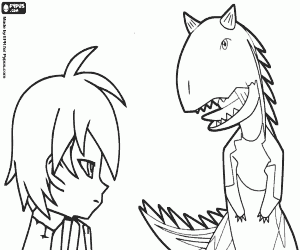 Profile of Rex and Ace, DinosaurKing coloring page