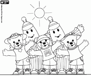 Protagonists of Bananas in Pyjamas coloring page