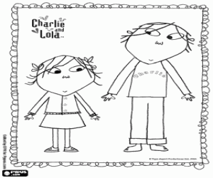 The protagonists Charlie and Lola coloring page