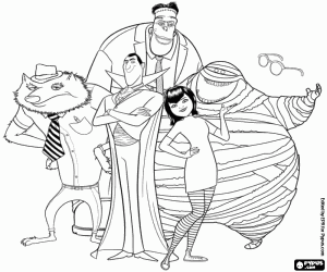 Protagonists of Hotel Transylvania coloring page