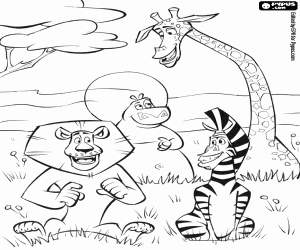 Protagonists of Madagascar 2 coloring page