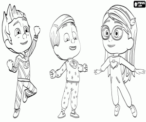 The protagonists of PJ Masks coloring page
