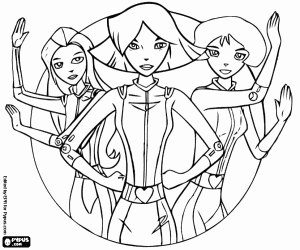 The protagonists of Totally Spies coloring page