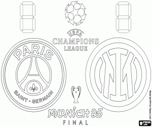 PSG vs Inter, final 2024-2025 coloring page