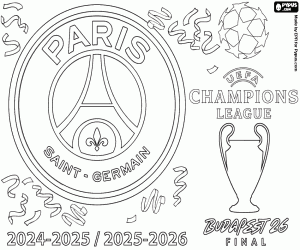 PSG, x2 Champions League 2026 coloring page