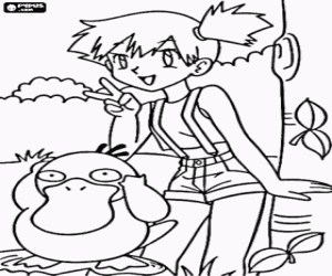 Psyduck and May, Pokemon coloring page