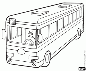 A public bus on road coloring page