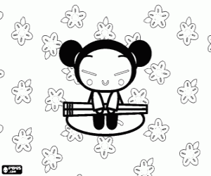 Pucca with the chopsticks coloring page