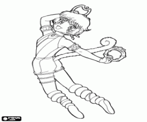 Pudding, Mew Mew with monkey's tail coloring page