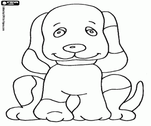 Puppy with melancholic face coloring page