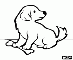 Puppy with a bone coloring page