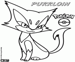 Purrloin, a feline Pokemon coloring page