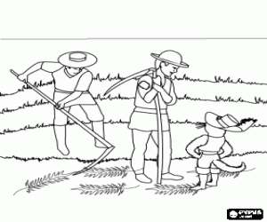 Puss in boots and the farmers coloring page