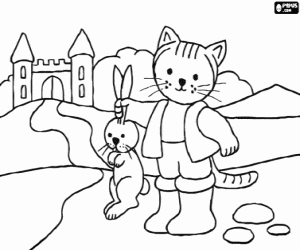 Puss in boots and the Hare coloring page