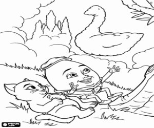 Puss in Boots, Humpty and the clouds coloring page