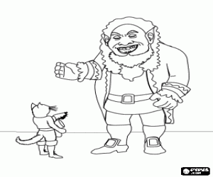 Puss in boots and the ogre coloring page