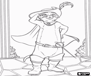 Puss in boots, Shrek's character coloring page