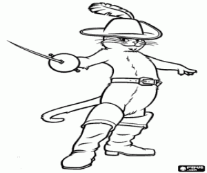 Puss in boots and the sword unsheathed coloring page