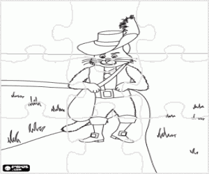 Puss in Boots puzzle coloring page