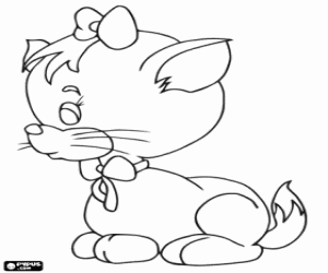 A pussy with little ribbons coloring page