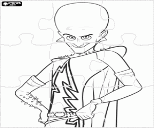 Puzzle of the alien Megamind coloring page