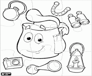Puzzle of a backpack coloring page