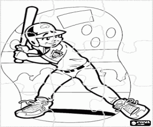 Puzzle of baseball batter coloring page