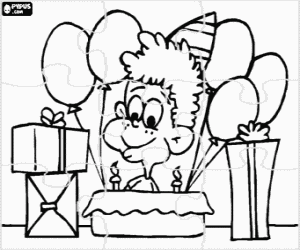 Puzzle of a Birthday party coloring page