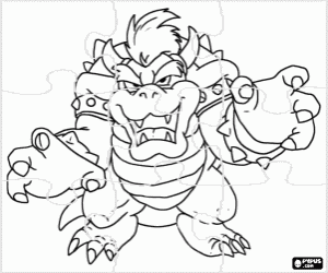 Puzzle of Bowser, Mario enemy coloring page