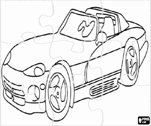 Puzzle of a cabriolet car coloring page