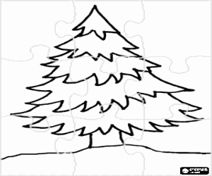Puzzle of a Christmas tree coloring page