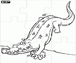 Puzzle with a crocodile coloring page